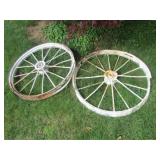 2 white metal wheels