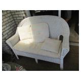 wicker bench,end table & flower stand