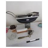 juicer,brass item,bean pot,marble rolling pin,item