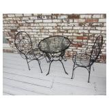 black metal table w/2 chairs