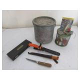 filet knives,minnow bucket,fishing items
