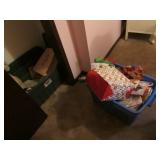 2 totes & contents & all items in closet