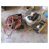 paint sprayer,ext. cord & bucket of metal items