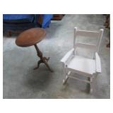 plant stand & white kids rocker
