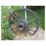 blackk wooden wagon wheel