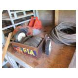 advertising box,wheels,garden hoses & reels