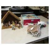 nativity set w/box & lighted house