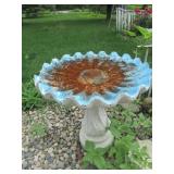 concrete bird bath ( has some cracks)