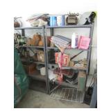 2 metal shelves & contents on them