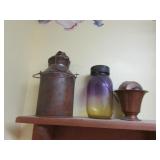 cream can,copper dish & jar