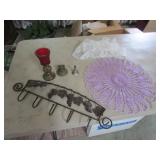 bells,doilie,rack,candleholder