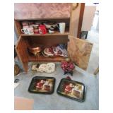 coke trays,mugs,copper serving dish & items
