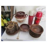 wood bowls,thermoses,mccoy bean pot,wood mugs