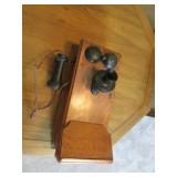 antique western electric oak wall phone
