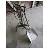 metal stand,scoop shovel & jumper cables