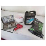 half jug of anti-freeze,full bag of poison,tools