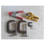 3 c-clamps & 2 clamps