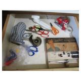 thermometer w/box,utencils,scissors & items