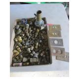 flat of brass fittings & items