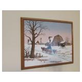 C. Carson winter scene oil on canvas picture