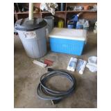 cooler,heavy duty cord,filters,trash barrel,tool