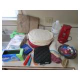 can opener,hotpads,reflector pans & items