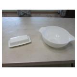 pyrex butter dish & bowl