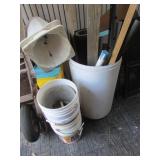 barrel,buckets & items in barrel