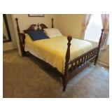 full size cherry bed w/mattress/boxspring&bedding