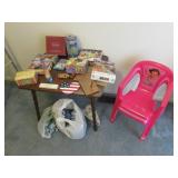 kids table w/3 chairs,puzzles,3 plastic chairs