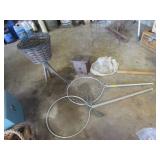 fishing & butterfly nets,basket stand,birdhouse