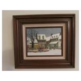 H. Hargrove winter scene oil on canvas picture