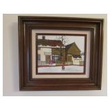 H. Hargrove winter scene oil on canvas picture