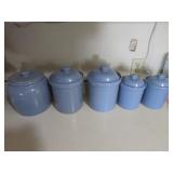 6 blue canisters