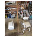chair,pushbroom,foam cooler