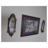 barn wall picture,w mirrors & basket