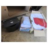 2 boxes of towels & paper shredder