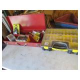 organizer & red metal case w/mouse sandpaper items