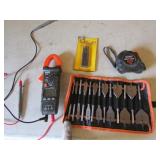 klein tester,bit set,tape measure,punches