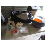 tarp,oil pans,rubber gloves,tape & trashbags