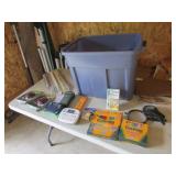 blue tote,crayons,mouses,brother items & items