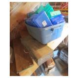 tote w/containers & empty metal box
