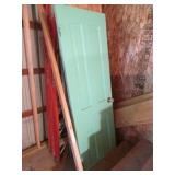 green wooden door