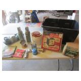 black tote,camp oven,cook kit & items