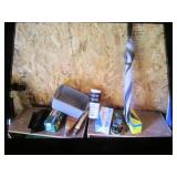 trashbags,box of rubber gloves,umbrella & items