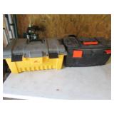 yellow & black toolboxes w/tools & items