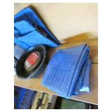 tarp,oil pan & items