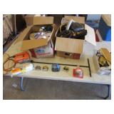 2 boxes,tape measures,drop cloth & items
