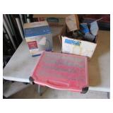 organizer,lamp & box of items