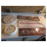 signs,thermometer & clock